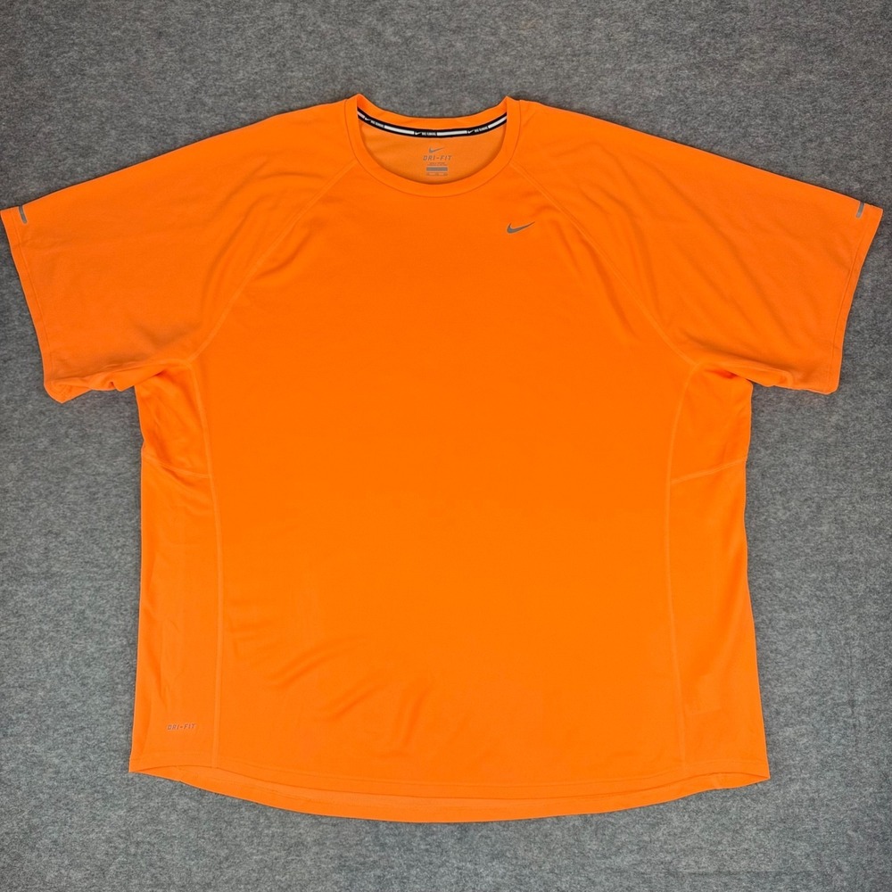 Nike Running Dri Fit Miler Shirt UV Reflective Polyester Bright Orange Mens 4XL